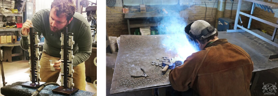 Hand Finishing and Welding Custom Cast Iron Table Lamp
